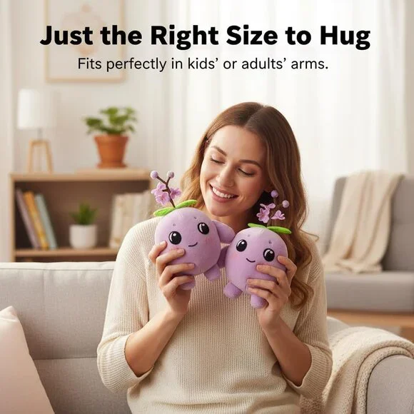 Unique Purple Plush Handmade Soft Stuffed Plum Doll Original Design Cute - Picture 5 of 6